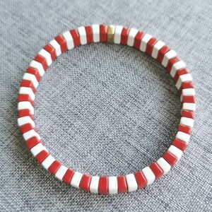 Roxanne Assoulin Gold Enamel Bracelet Red White Beads Only Love Chic Style